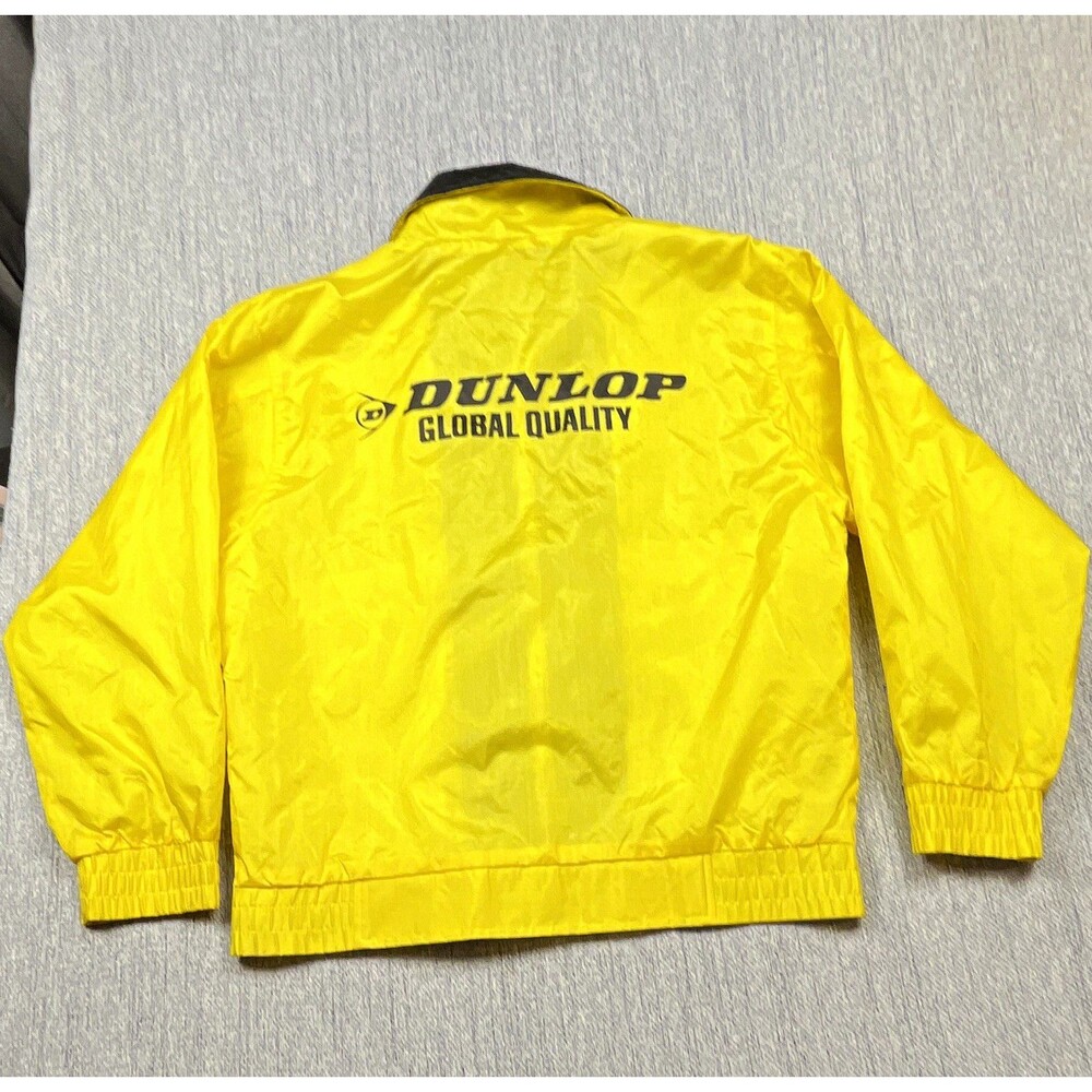 Vintage Dunlop Motorsport Windbreaker Jacket L JDM Yellow Black Japan 80s 90s
